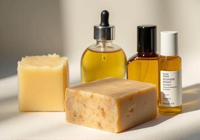 Collection of artisan soaps and botanical oils